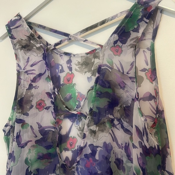 Sheer Purple Floral Swim Coverup, One Size - Picture 5 of 9